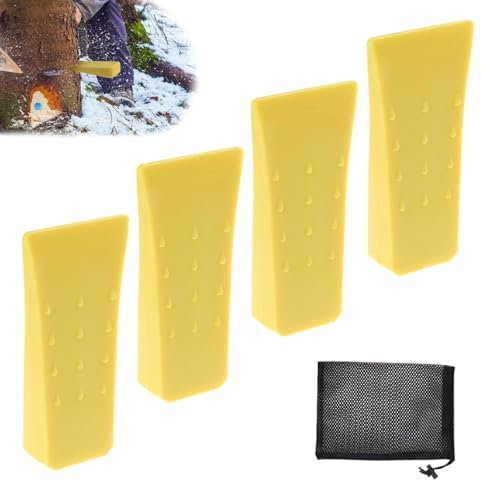 Cuneo Spaccalegna 8 Pollici, 4 pezzi Cunei di Abbattimento con Borsa a Rete, Accessori Forestali, Strumento per Boscaioli per Registrazione Sicura