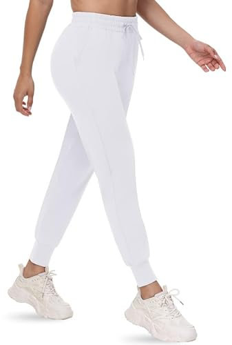 CAMPSNAIL Jogginghose Damen Sporthose Lang Freizeithose Weich Bequeme Trainingshose mit Elastischen Bund Sweatpants Leggings für Yoga Fitness (Weiß S)
