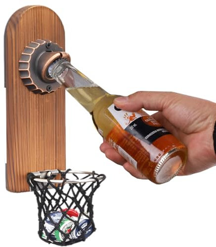Magnetic Bottle Opener with Cap Catcher Collector, Beer Bottle Opener, Novelty Beer Gifts for Men Dad Husband Him As Man Cave Accessories, Home Bar Accessories, Pub Accessories, Garden Accessories