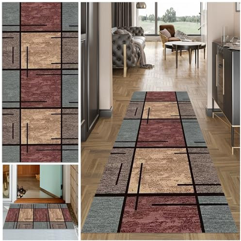 Alfombra Cocina Lavable Antideslizante Alfombra Larga para Pasillo Alfombra Comedor Pasillo Alfombras de área Felpudo Alfombra Corredor Pasillo para Entrada Lavanderia Salón Dormitorio100 x 220 cm