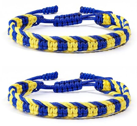 Choistily 2 x ukrainisches Armband, gelb-blau, geflochtene Armbänder, verstellbar, handgefertigt, Sonnenblumen-Armbänder für Damen, trendiges 2025 Strumpffüller, adjustable, Legierung, Kein Edelstein