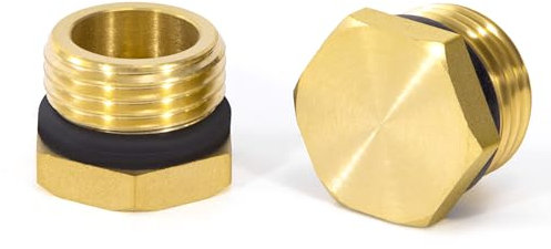 Tapón de Tubería de Latón, 2 Piezas 1/2 Pulgadas Macho Tapas de Manguera de Rosca con Goma, Hexagonal Accesorios de Plomería para Conexión de Tubería, Lavadora, Grifo