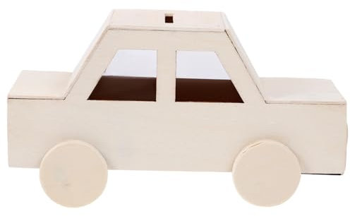 Yardwe Wooden Car Mold Diy Unfinished Piggy Bank Coin Bank Saving Box for Crafts Students Car Money Box