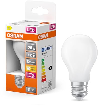 Osram LED-Lampe Superstar A 25 Kolbenform Filament DIM 1,8W | LED Superstar Classic A 25 Filament DIM, LED Lamps, Weiß, 60 mm dia, 15000 h, 1-Pack