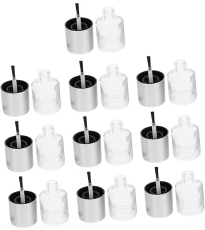 BESTYASH Glass Nail Polish Bottles 10ml 10pcs Refillable Empty Nail Polish Containers with Silver Cap and Brush Storage and Travel Use
