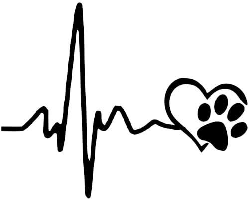 Reflektierender Auto-Aufkleber, EKG-Herz mit Hundepfote, Schwarz, für Fahrzeugkarosserie und Fenster