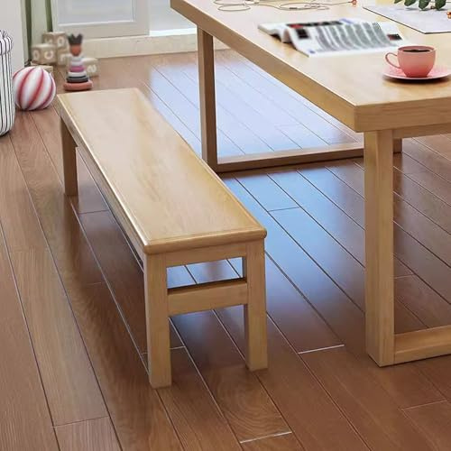 Nordic Holzbank für Eingangsbereich, Schlafzimmer, Garten, schlichtes Design, abgerundete Ecken, dicke Beine, Schuhaufbewahrung, Hocker, 140 x 30 x 45 cm, Messing-Finish
