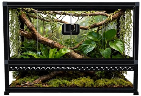 Terrarium en verre pour reptile 55,9 x 35,6 x 30,5 cm, réservoir à ouverture frontale avec dessus en maille, assemblage facile pour petits reptiles, geckos, lézards, serpents, tortues et plus encore