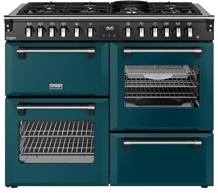 Stoves Richmond Deluxe 110DF 110cm wide Dual Fuel Range Cooker with Gas Hob - Deep Marine - A Rated