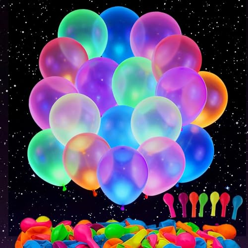 100 Stück UV Neon Luftballons Schwarzlicht,Neon Balloons Neonparty Deko | 100 Stück Luftballons Neon, Schwarzlicht Neon Ballon, Hochwertiges Latex, Für Neonparty, Geburtstag, Schwarzlicht Party Deko