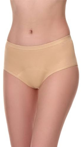 Merry Style Damen Inkontinenzunterwäsche Klassischer Slip aus Baumwolle Waschbare Inkontinenz Unterhose 4-Schicht-System Saugfähig bei Blasenschwäche und Stressinkontinenz MSGAB002 (Beige, M)