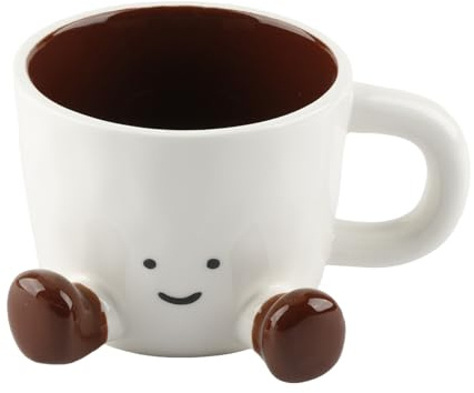 Tabanzhe Cute Coffee Mug with Feet,400ml Novelty Ceramic Tea Cup,Funny Footed Mug Hand Kneaded Design,Decorative Coffee Mugs for Home Office Birthday Christmas Gift for Women Men(Brown)