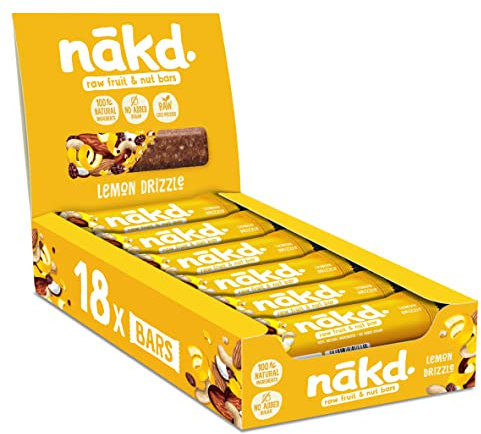Nakd Lemon Drizzle Natural Fruit & Nut Bars - Vegan - Healthy Snack - Gluten Free - 35g x 18 bars