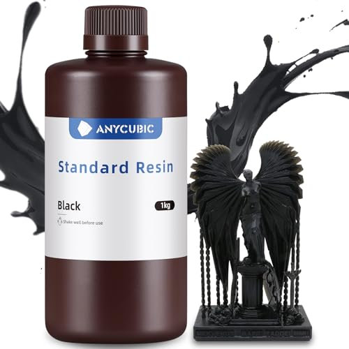 ANYCUBIC Standard 3D Printer Resin, LCD UV 405nm Rapid Photopolymer 3D Resin for 6K/8K/12K/14K LCD 3D Printers(1000g, Black)