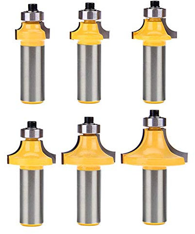 Eyech Set of 6 1/2 Inch Shank Round-Over Edging Router Bits Woodworking Milling Cutter Tools -1/8 1/4 5/16 3/8 7/16 1/2 Radius