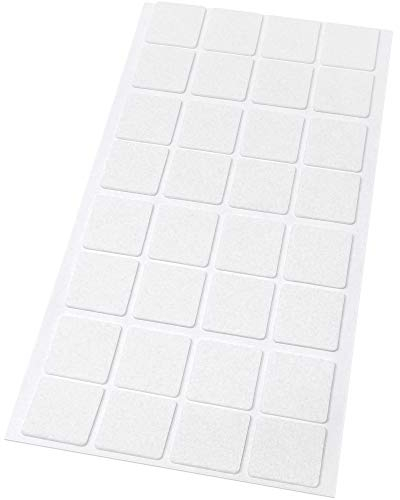 Adsamm® / 32 x Selbstklebende Filzgleiter/Weiß / 25x25 mm/Quadratisch / 1.5 mm dünne Selbstklebende Möbelgleiter aus Filz