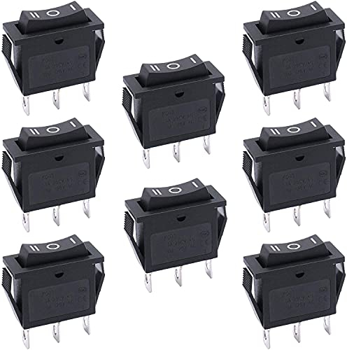 Taiss 8 pezzi interruttori a levetta 3 posizioni SPDT ON/OFF/ON 3 Pin Mini Interruttore a Levetta,220V-250VAC Universale per Auto,Barca,Elettrodomestici KCD3-103-BK