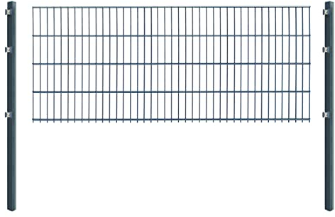 Doppelstabmattenzaun - Komplettset inkl. Pfosten und Montagematerial - Verschiedene Längen und Höhen – Grün oder Anthrazit (L 8 m | H 83 cm | Anthrazit)