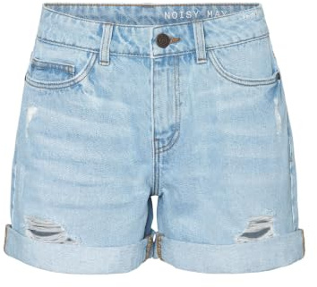 NOISY MAY Damen Jeansshorts mit Rissen und umgeschlagenem Saum