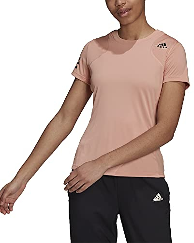 adidas Women's Standard Club Tennis Tee, Ambient Blush/Black, Medium