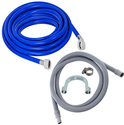 SPARES2GO Tuyau de remplissage de 5 m + rallonge de tuyau de vidange de 2,5 m pour machine à laver
