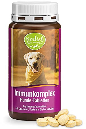 tierlieb Immunkomplex-Hunde-Tabletten | Mit Colostrum, Kurkuma, Cistus & Zink | Ergänzungsfuttermittel | 180 Tabletten