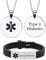 Personalised Medizinischer Alarm Typ 1 2 Diabetes Armband Halskette für Kinder Frauen Männer ID Armreif Anhänger Diabetiker Identifikation Schmuck für Mädchen Jungen Teens Erwachsene,2 Pack