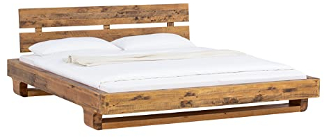 Woodkings® Holzbett Madras 140x200 Massivholz recycelte Pinie rustikal Doppelbett Schlafzimmer Altholz Möbel Schwebebett Bettgestell massiv Echtholz
