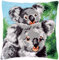 Vervaco Kreuzstich Stickpackungen Kissen Stickerei Set Anfänger Vorgedruckt Koala mit Baby DIY Set Kreativ Set Für Erwachsene Dekoratives Kissen ca. 40 x 40 cm Bastelset Handwerker Haus Dekoration