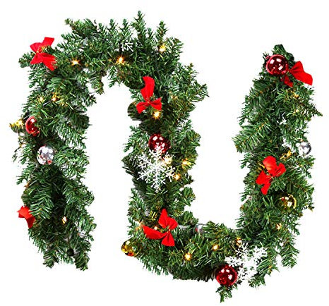 EINFEBEN 5m Weihnachtsgirlande mit Beleuchtung, Tannengirlande künstlich 100 LED warmweiß, IP44 Weihnachtskranz, Girlande Weihnachtsdeko für Weihnachten, Treppen, Kamine