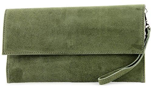 modamoda de - T151/M151 - ital. Clutch ante y cuero metálico, Olivgrün2021, small