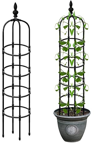Garden Trellis Tower Obelisk Garden Trellis Garden Obelisk Trellis for Climbing Plants Wrought Iron Metal Trellis Flower Support for Climbing Vine, Roses and Plants
