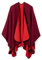 Lindoro Einfarbiger Schal für Damen Offener vorderer Poncho-Umhang, Warme Winter Strickjacke Pashmina Schal (Zweifarbiges Burgund)