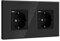 BSEED USB Steckdose Doppel Schwarz Schuko Steckdose mit USB Anschluss (Max. 2.1A) Typ C Port Unterputz Steckdose Glas Schutzkontakt-Steckdose Ladegerät für Handys, Laptops etc