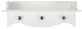 CuddleCo Clara White Floating Shelf with 3 Hanging Hooks | Wall Bookshelf, Ideal for Nursery Décor, Wall Mounted Shelf with Pegs
