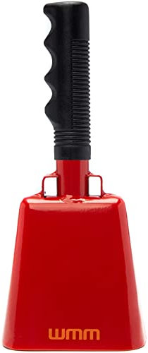 WMM Kuhglocke, 25,4 cm, für Sport und Spiele, Kuhglocke aus massivem Stahl mit Griff (rot)