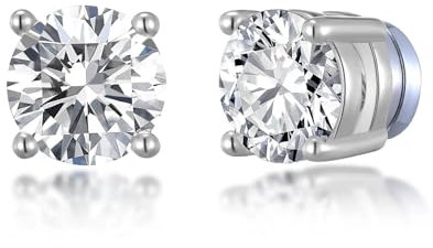 Philip Jones Men's Silver Plated Round Magnetic Clip On Stud Earrings Created with Zircondia® Crystals
