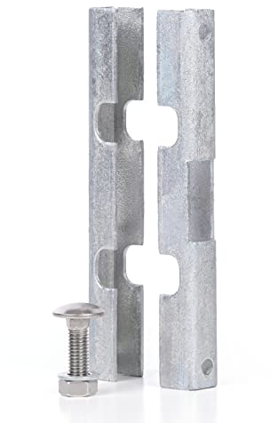 Alberts 672874 Mattenverbinder | für Doppelstab-Gittermatten | feuerverzinkt | mit Edelstahlschraube | 140 x 18 x 15,5 mm