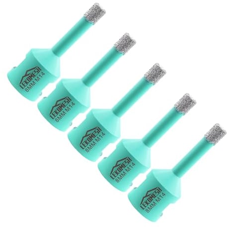 Forets Diamant Carrelage 5pc-8MM LEKOMESH - Trépan Diamant Pour porcelaine Céramique Tuiles Marbre Granit Pierre Quartz Brasage Sous Vide Forets diamantés Filetage M14 pour Meuleuse D'angle