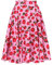 Damen Rockabilly Rock Vintage 1950er Jahre Retro Faltenrock Elastische Hohe Taille Swing Glockenrock Tellerrock Plissee A-Linie Knielang Festliche Röck Knielänge Trachtenrock Skater Sommer Rosa XL