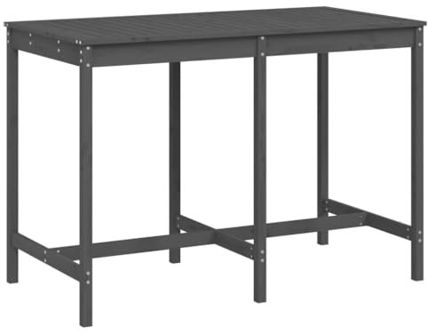 vidaXL Gartentisch, Bartisch Holzrahmen, Stehtisch für Garten Terrasse, Holztisch Bistrotisch Partytisch, Grau 159,5x82,5x110cm Massivholz Kiefer