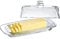 8'' Art Glass Butter Dish with Lid,Classic Covered 2-Piece Butter Container For Countertop,Multi-Purpose Preserving Serving Dessert Tray Bowl,Dishwasher Safe