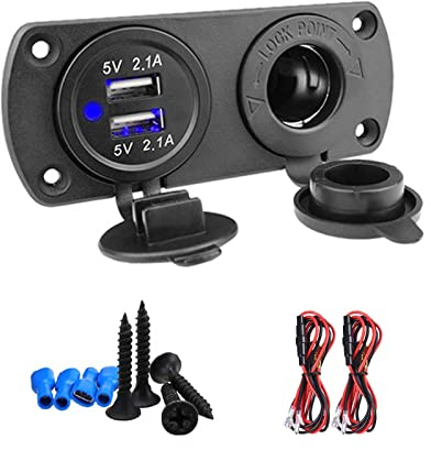 Steckdose für Zigarettenanzünder, Wasserdicht Marine Grade 12V/24V DC Feuerzeugsockel Stecker Auslauf für Boot Motorrad Auto