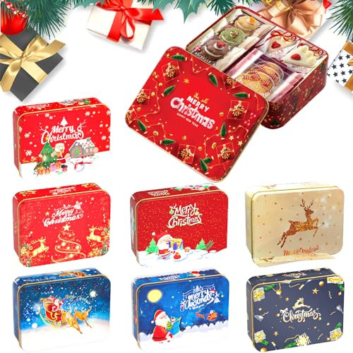 Geldgeschenk Verpackung Weihnachten,8 Stück Keksdose Weihnachten Eckig,Keksdose Klein,Weihnachten Keksdose,Geschenkdosen Weihnachten,Kleine keksdosen Weihnachten,Für Weihnachten SüßIgkeiten Verpackung