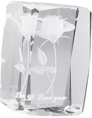 Abaodam Mama Schmuck Hochzeitsmittelstücke für Tische hochzeitsgeschenk Kristall-3D-Rosenornamente 3D-Gravur-Figuren Blumenornamente aus Kristallglas Kristallrose Zubehör schmücken Mädchen
