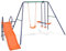 Homgoday Schaukelset mit Rutsche und 3 Sitzen Schaukelset mit Schaukelsitz Wippe und Rutsche Kinderschaukel Schaukelgerüst Schaukelgestell Gartenschaukel Orange