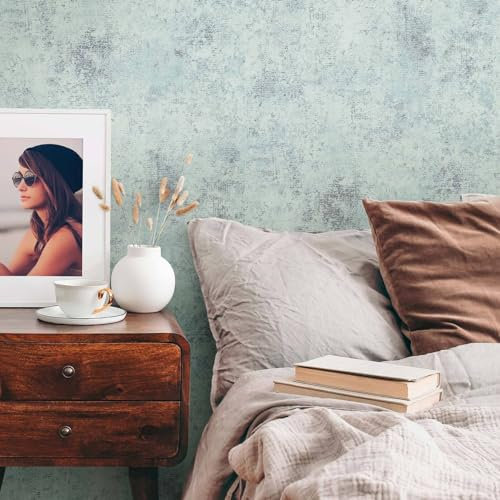 K&L Wall Art Glänzende Vliestapete Vintage Strukturtapete Wohnzimmer Bilder rapportfreie Luxustapete inkl. Tapezier-Ratgeber (Blau, Taupe)