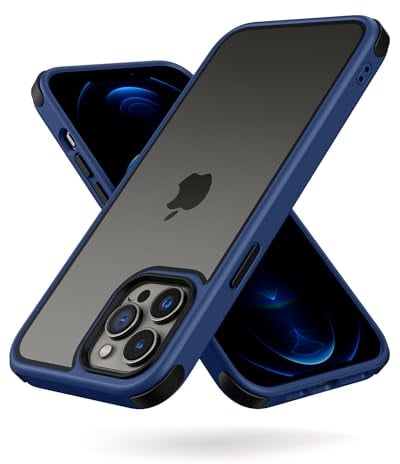 MobNano Ultra Thin Hybrid Clear for iPhone 12 Pro Max Case, Silicone Shockproof Bumper, Transparent hard Slim Back, Camera Protection, 360 Full Body Indestructible Phone Cover - Blue Black