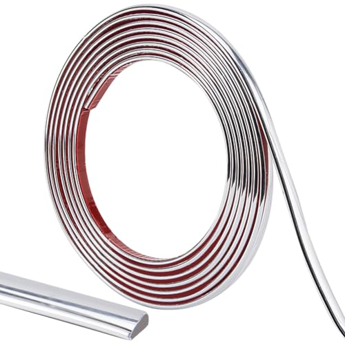 craspire 9.8,(3) m Moulure Murale Argent Peler et Coller Bandes de Calfeutrage d'angle Auto-Adhésives Flexibles Bord de Carrelage Décoratif Quart de Rond Pliable pour Miroir Meubles Plafond Comptoir