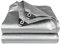 Abdeckplane Wasserdicht, PE Schutzplane Gewebeplane mit Ösen, UV Stabil Reißfest LKW Plane, Gartenplane, Mehrzweck Abdeckung für Gartenmöbel Holz Pool Trampolin Auto, Silber Grau (2x4m)